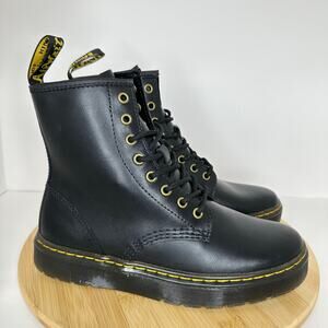 Dr. Martens Zavala Lace-Up Black Leather Combat Boots AW004 Womens Size 8